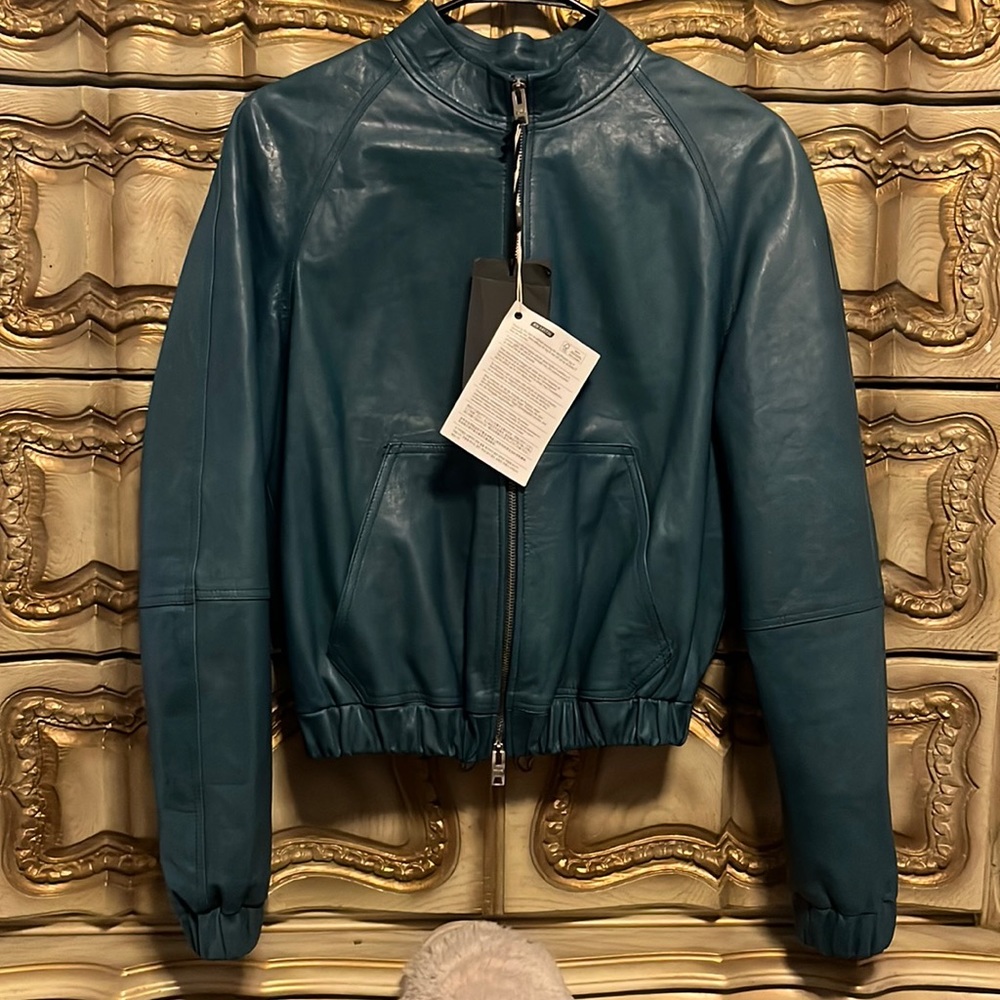 ***SOLD***Turquoise brand new leather jacket
